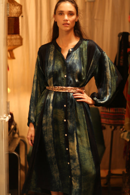 ELIZABETH SILK DRESS BLUE STRIPE - MOMO STUDIO BERLIN - Berlin Concept Store - sustainable & ethical fashion