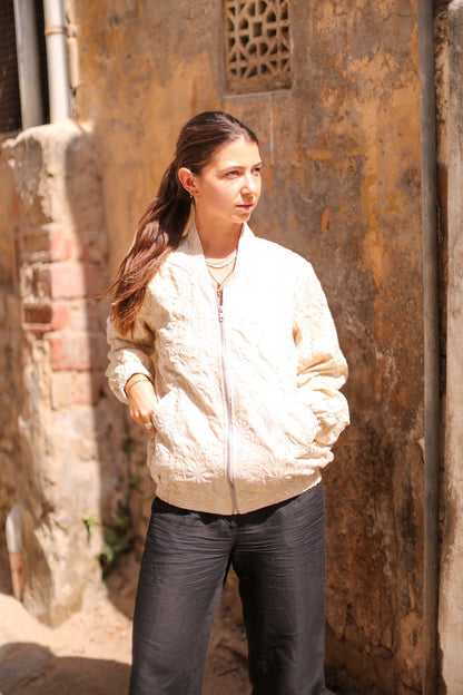 EMBROIDERED SILK BOMBER JACKET GINA - MOMO STUDIO BERLIN - Berlin Concept Store - sustainable & ethical fashion