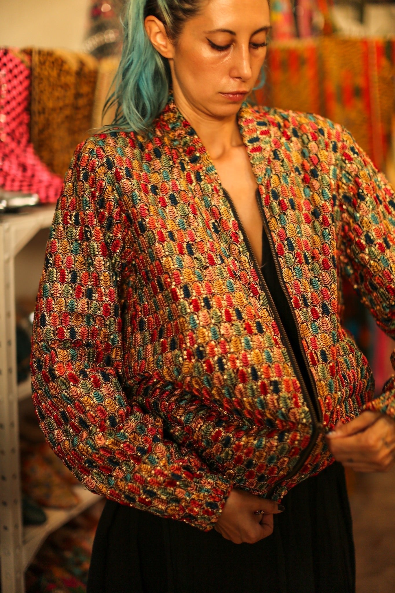EMBROIDERED SILK BOMBER JACKET LEROY - MOMO STUDIO BERLIN - Berlin Concept Store - sustainable & ethical fashion