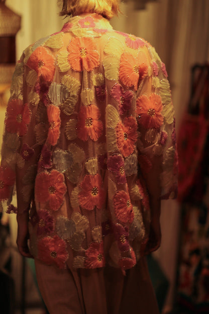 FLO SEQUINED EMBROIDERED SHORT KIMONO PINK - MOMO STUDIO BERLIN - Berlin Concept Store - sustainable & ethical fashion
