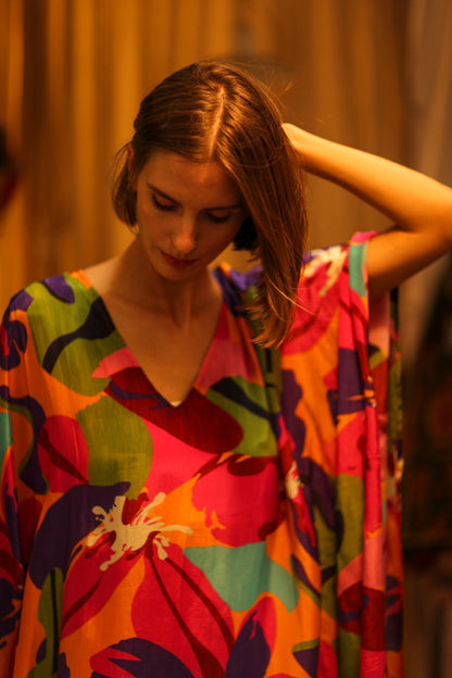 FLOWER PRINT SILK KAFTAN MILEY - MOMO STUDIO BERLIN - Berlin Concept Store - sustainable & ethical fashion