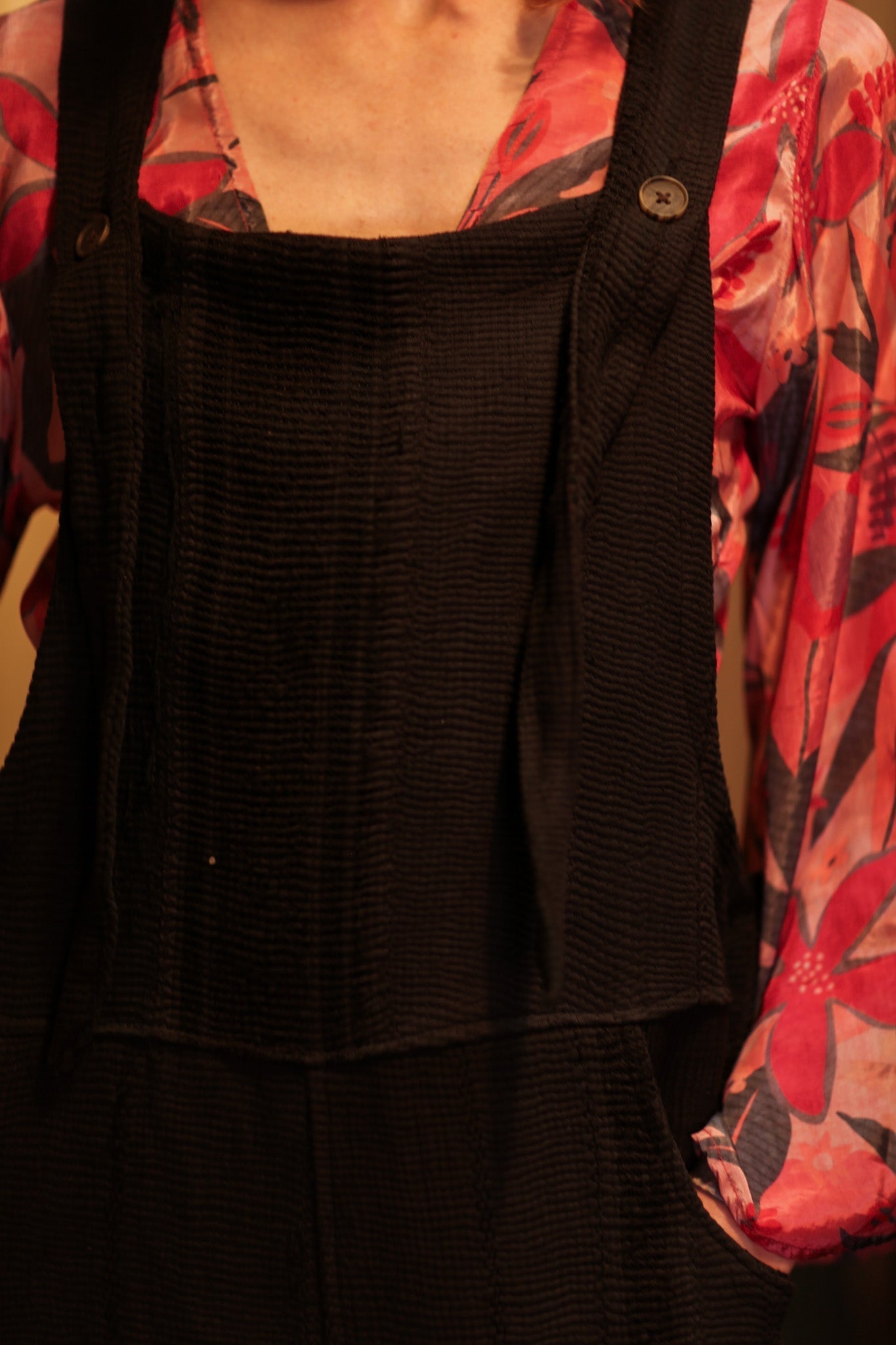 FREYA EMBROIDERED KANTHA DUNGAREES DARKNESS - MOMO STUDIO BERLIN - Berlin Concept Store - sustainable & ethical fashion