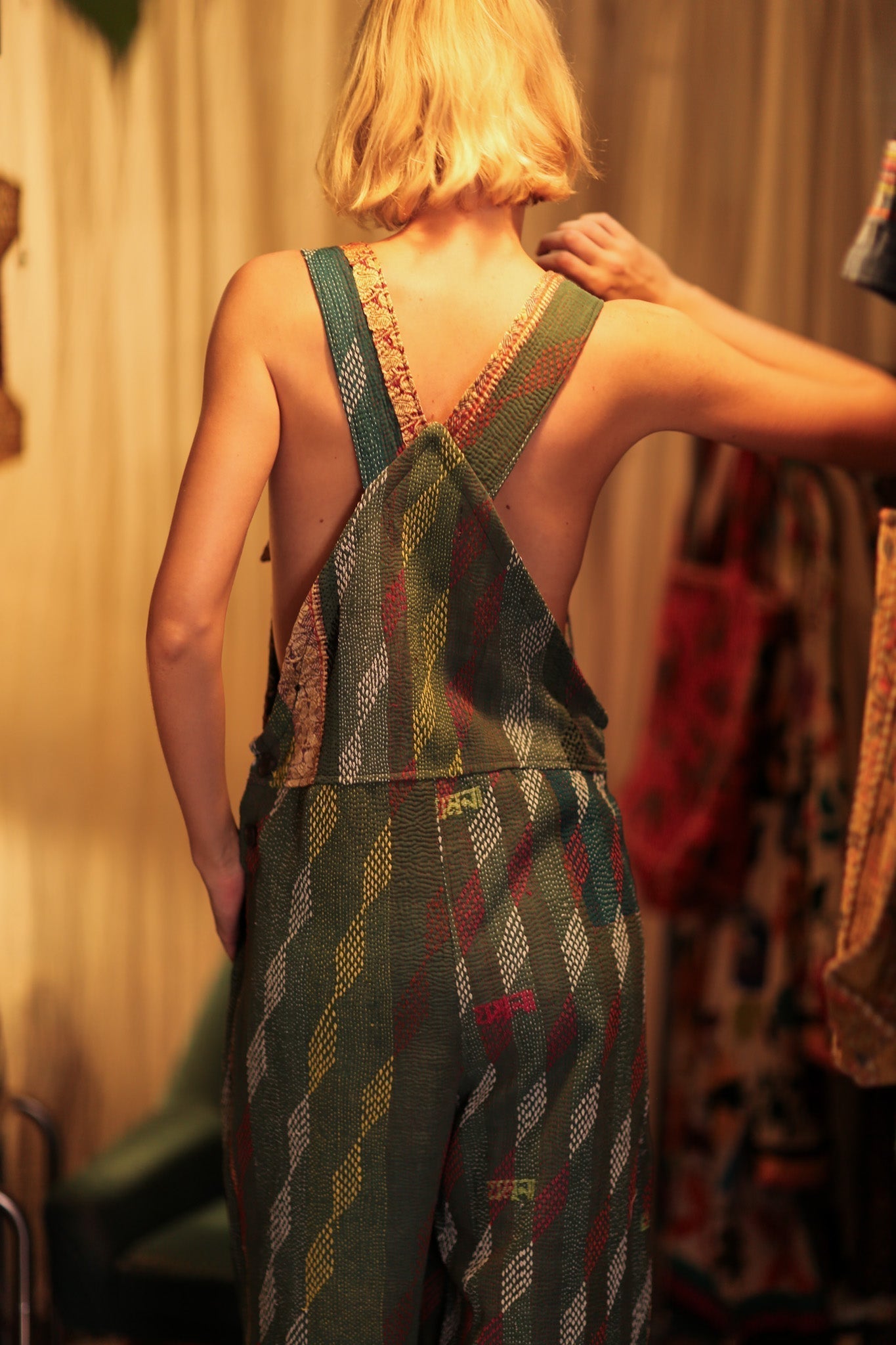 FREYA EMBROIDERED KANTHA DUNGAREES DIAMONDS - MOMO STUDIO BERLIN - Berlin Concept Store - sustainable & ethical fashion