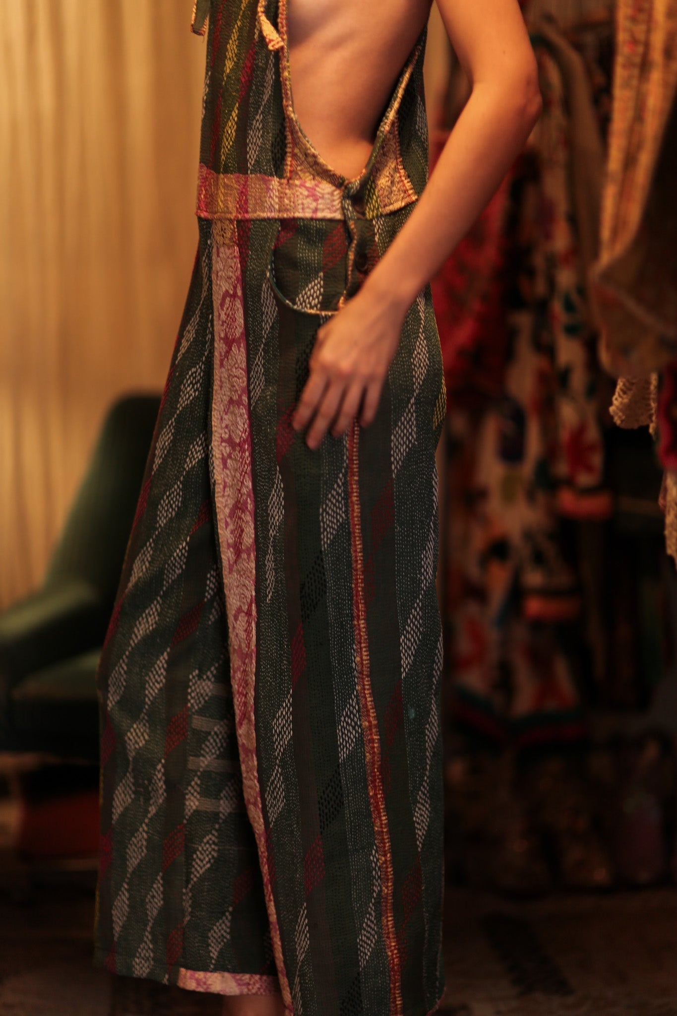 FREYA EMBROIDERED KANTHA DUNGAREES DIAMONDS - MOMO STUDIO BERLIN - Berlin Concept Store - sustainable & ethical fashion