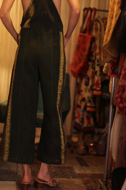 FREYA OVERALL EMBROIDERED KANTHA FOREST GREEN - MOMO STUDIO BERLIN - Berlin Concept Store - sustainable & ethical fashion