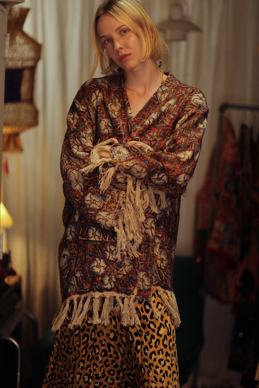 FRINGED JACKET BLUE FLOWERS - MOMO STUDIO BERLIN - Berlin Concept Store - sustainable & ethical fashion