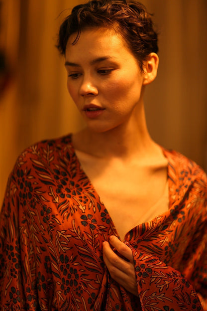 HAND BLOCK PRINT SILK KIMONO PINA - MOMO STUDIO BERLIN - Berlin Concept Store - sustainable & ethical fashion