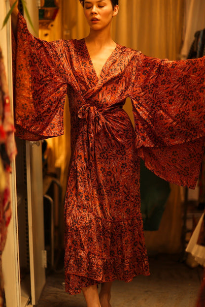 HAND BLOCK PRINT SILK KIMONO PINA - MOMO STUDIO BERLIN - Berlin Concept Store - sustainable & ethical fashion