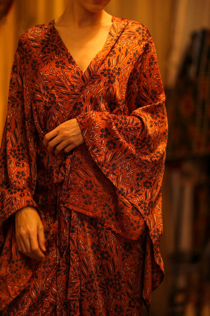 HAND BLOCK PRINT SILK KIMONO PINA - MOMO STUDIO BERLIN - Berlin Concept Store - sustainable & ethical fashion
