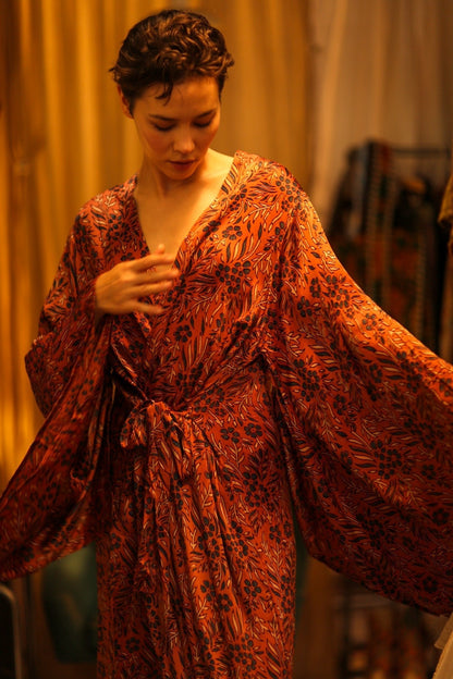 HAND BLOCK PRINT SILK KIMONO PINA - MOMO STUDIO BERLIN - Berlin Concept Store - sustainable & ethical fashion