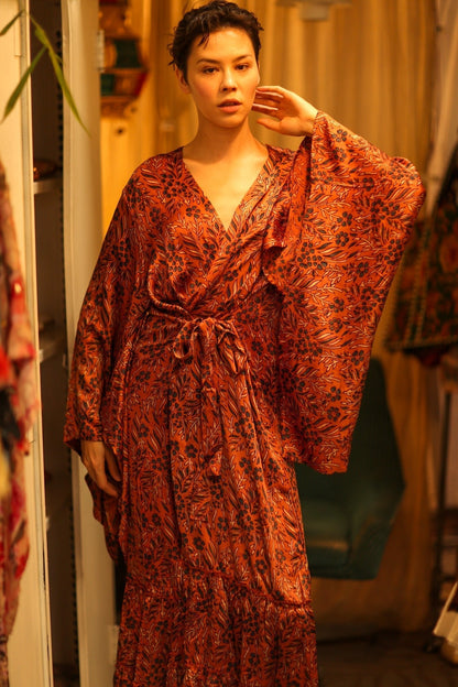 HAND BLOCK PRINT SILK KIMONO PINA - MOMO STUDIO BERLIN - Berlin Concept Store - sustainable & ethical fashion