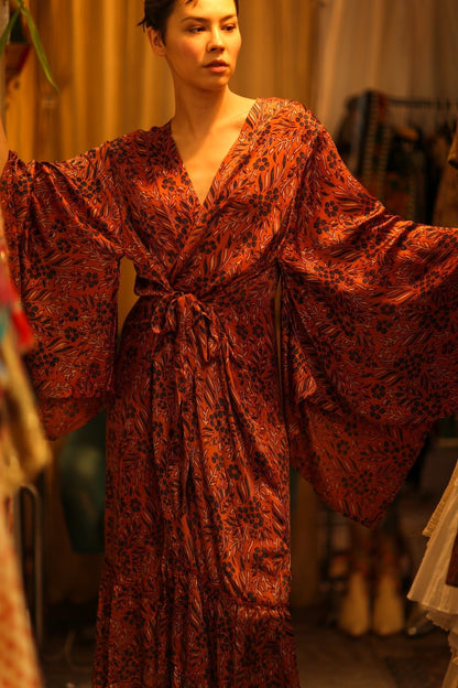 HAND BLOCK PRINT SILK KIMONO PINA - MOMO STUDIO BERLIN - Berlin Concept Store - sustainable & ethical fashion