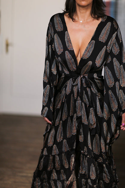 XL KIMONO FEATHER SILK KIMONO PINA