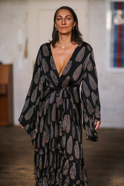 XL KIMONO FEATHER SILK KIMONO PINA
