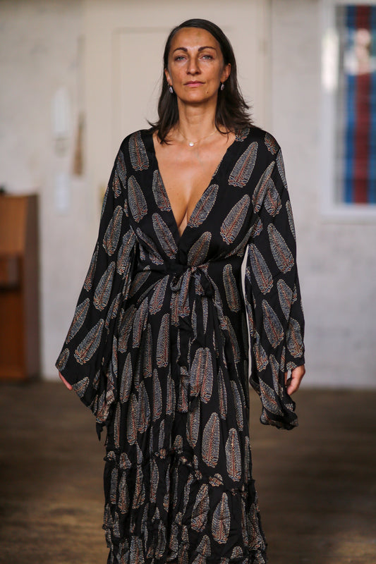 XL KIMONO FEATHER SILK KIMONO PINA