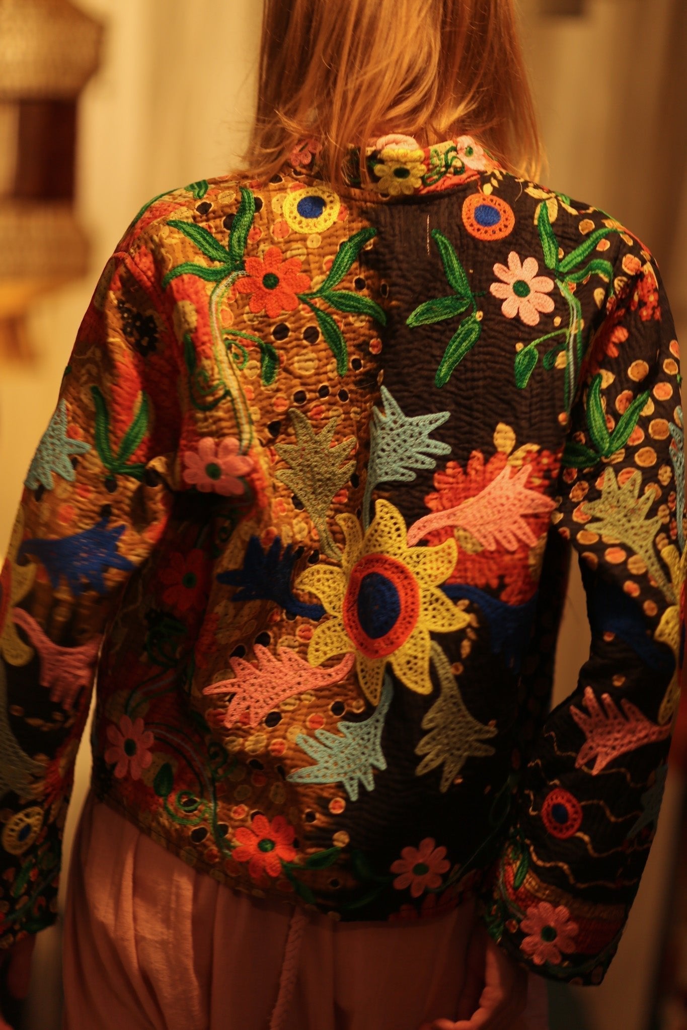 JACKET INGRID LIGHT AND DARK BROWN EMBROIDERED - MOMO STUDIO BERLIN - Berlin Concept Store - sustainable & ethical fashion