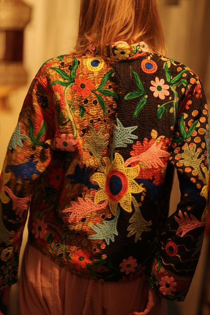 JACKET INGRID LIGHT AND DARK BROWN EMBROIDERED - MOMO STUDIO BERLIN - Berlin Concept Store - sustainable & ethical fashion