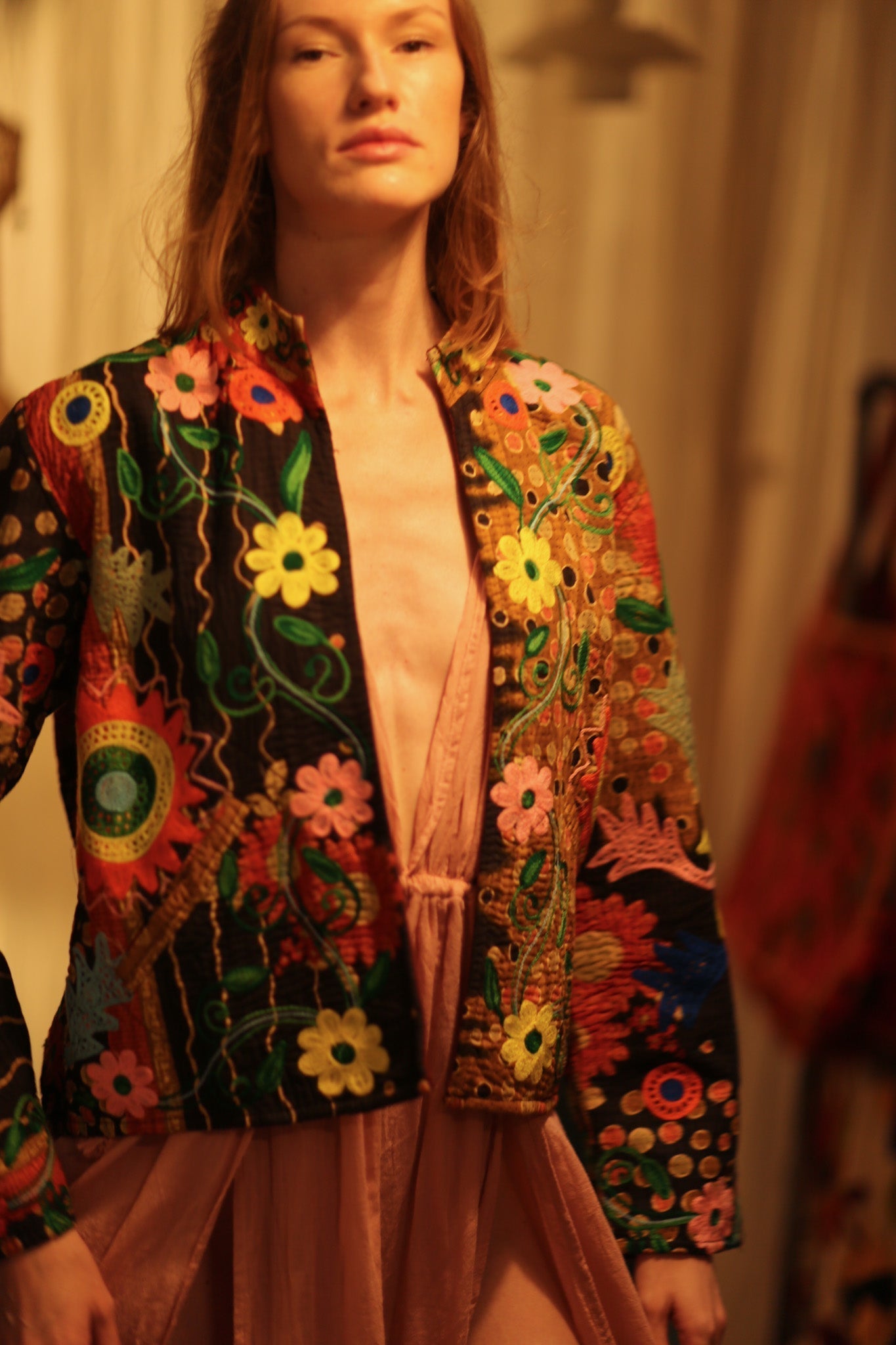 JACKET INGRID LIGHT AND DARK BROWN EMBROIDERED - MOMO STUDIO BERLIN - Berlin Concept Store - sustainable & ethical fashion