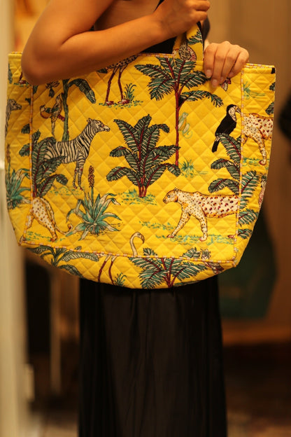 KALI VELVET BAG YELLOW CHEETAH L - MOMO STUDIO BERLIN - Berlin Concept Store - sustainable & ethical fashion