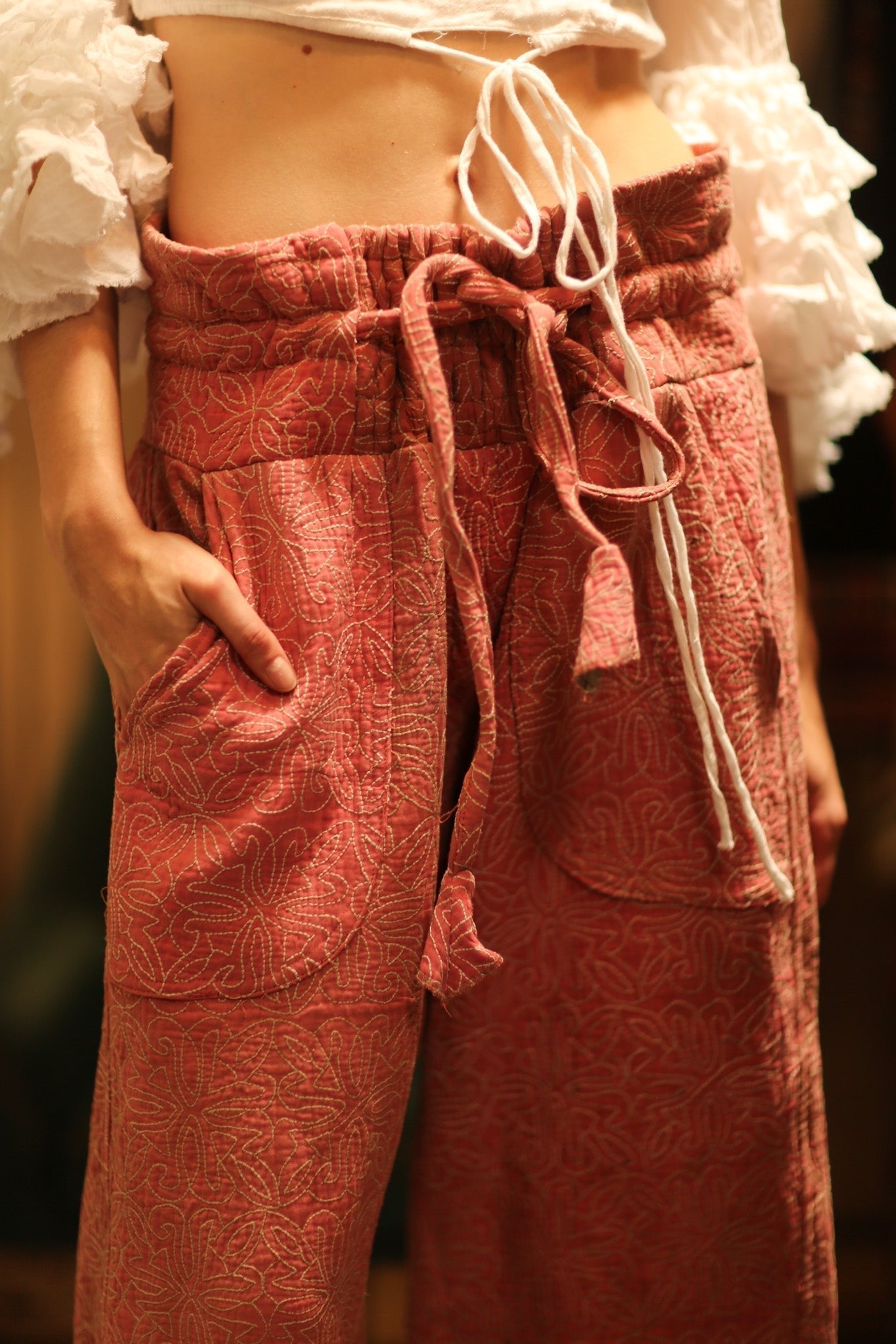 KANTHA PANTS LENA PINK SOLID - MOMO STUDIO BERLIN - Berlin Concept Store - sustainable & ethical fashion