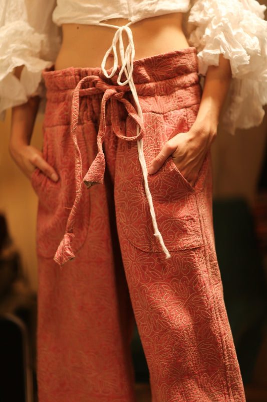 KANTHA PANTS LENA PINK SOLID - MOMO STUDIO BERLIN - Berlin Concept Store - sustainable & ethical fashion