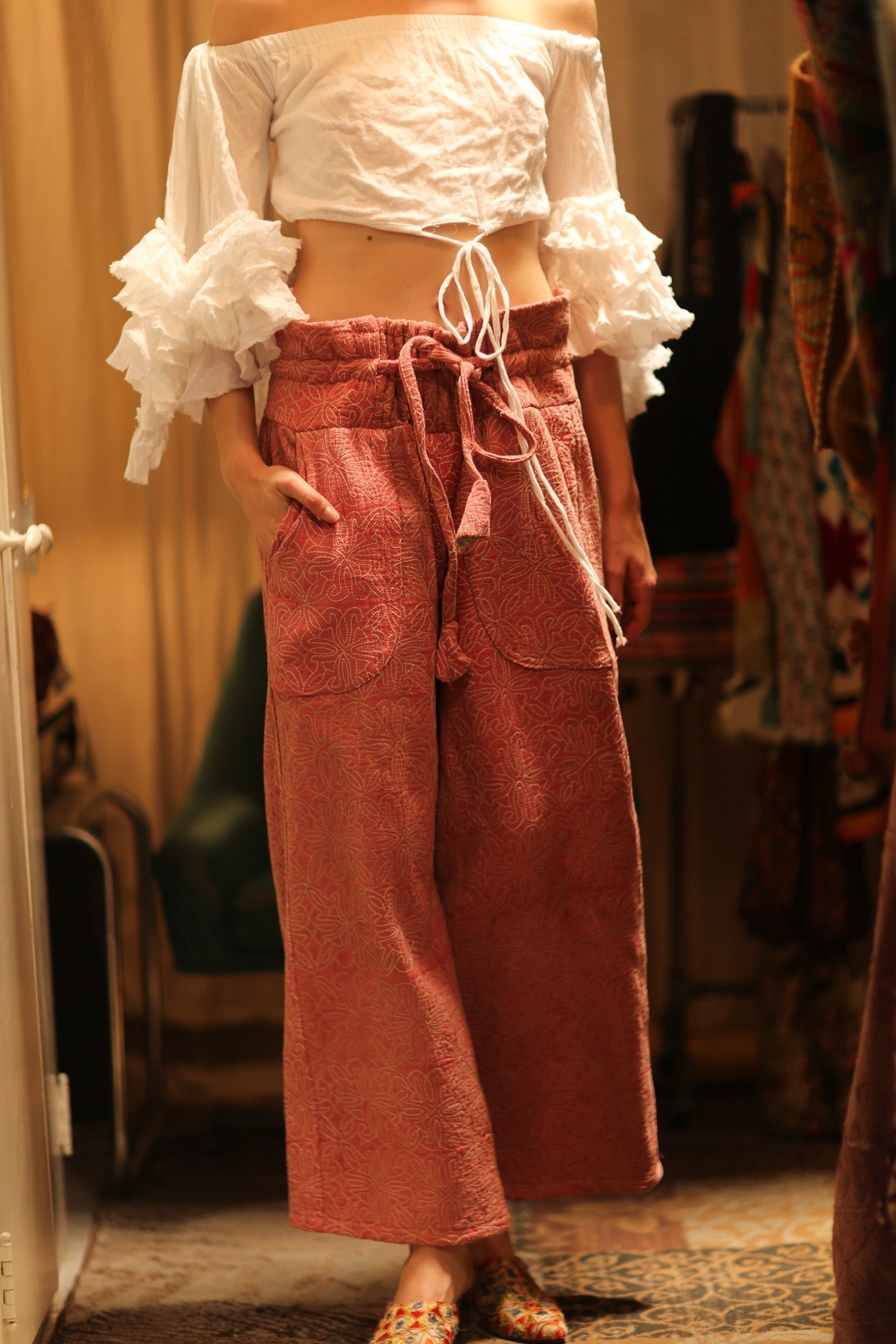KANTHA PANTS LENA PINK SOLID - MOMO STUDIO BERLIN - Berlin Concept Store - sustainable & ethical fashion