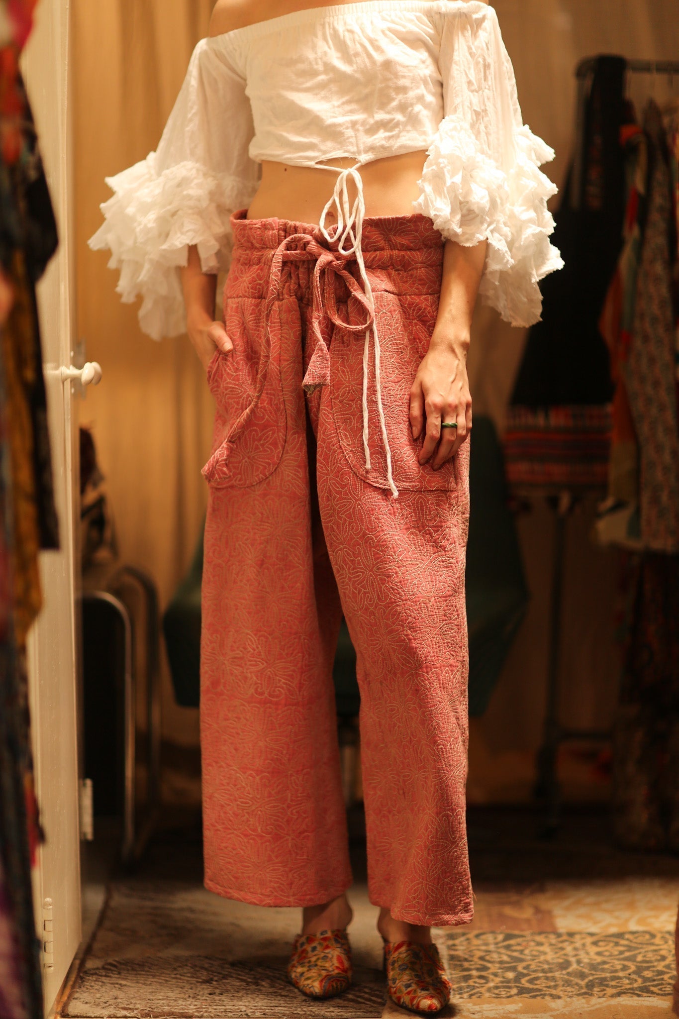 KANTHA PANTS LENA PINK SOLID - MOMO STUDIO BERLIN - Berlin Concept Store - sustainable & ethical fashion