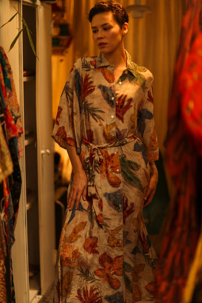LEAF PRINTED BOTTOM DRESS - MOMO STUDIO BERLIN - Berlin Concept Store - sustainable & ethical fashion