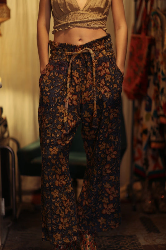 LENA KANTHA TROUSERS BLUE AND BEIJE - MOMO STUDIO BERLIN - Berlin Concept Store - sustainable & ethical fashion