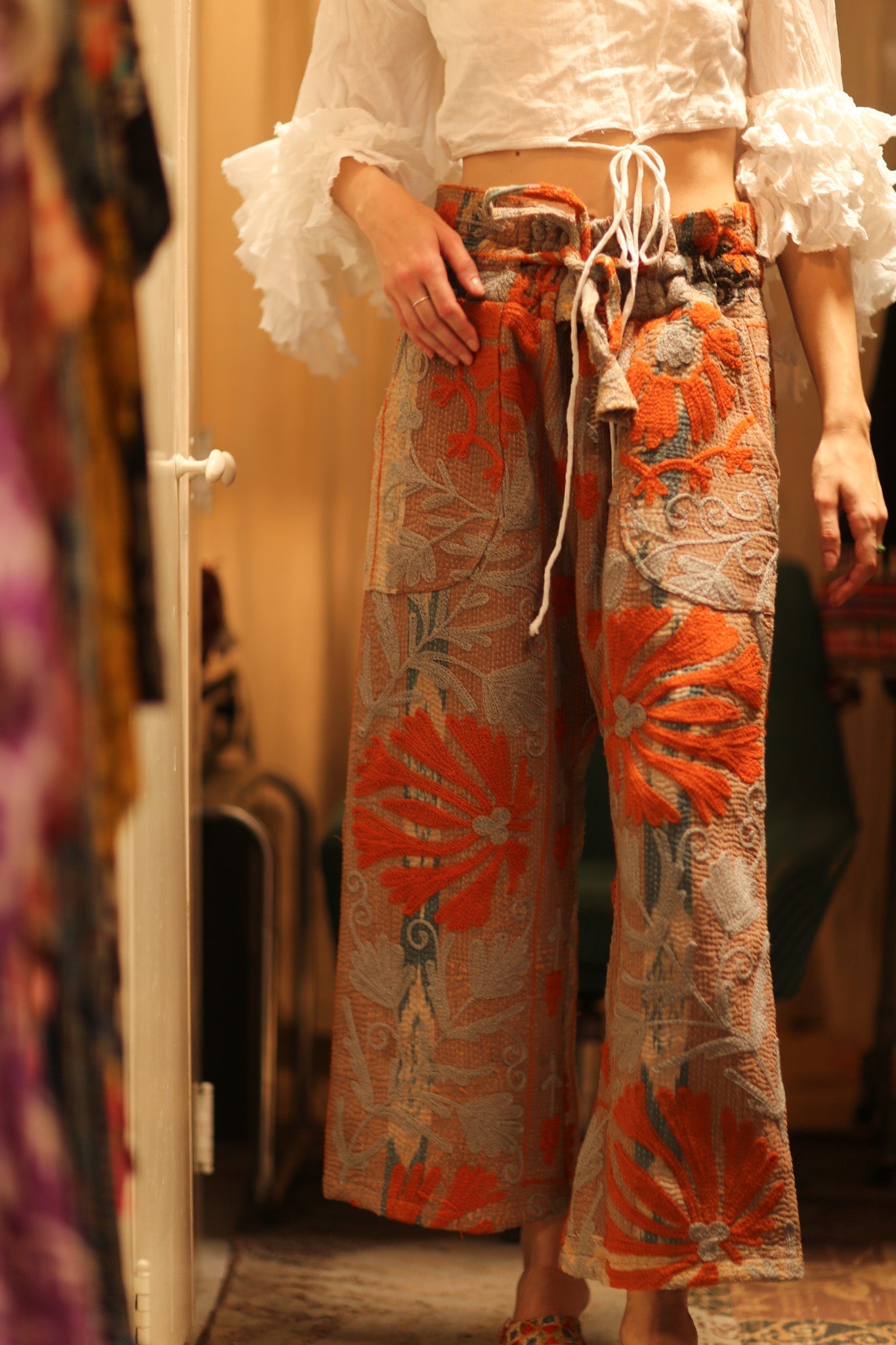 LENA KANTHA TROUSERS ORANGE FLOWERS - MOMO STUDIO BERLIN - Berlin Concept Store - sustainable & ethical fashion