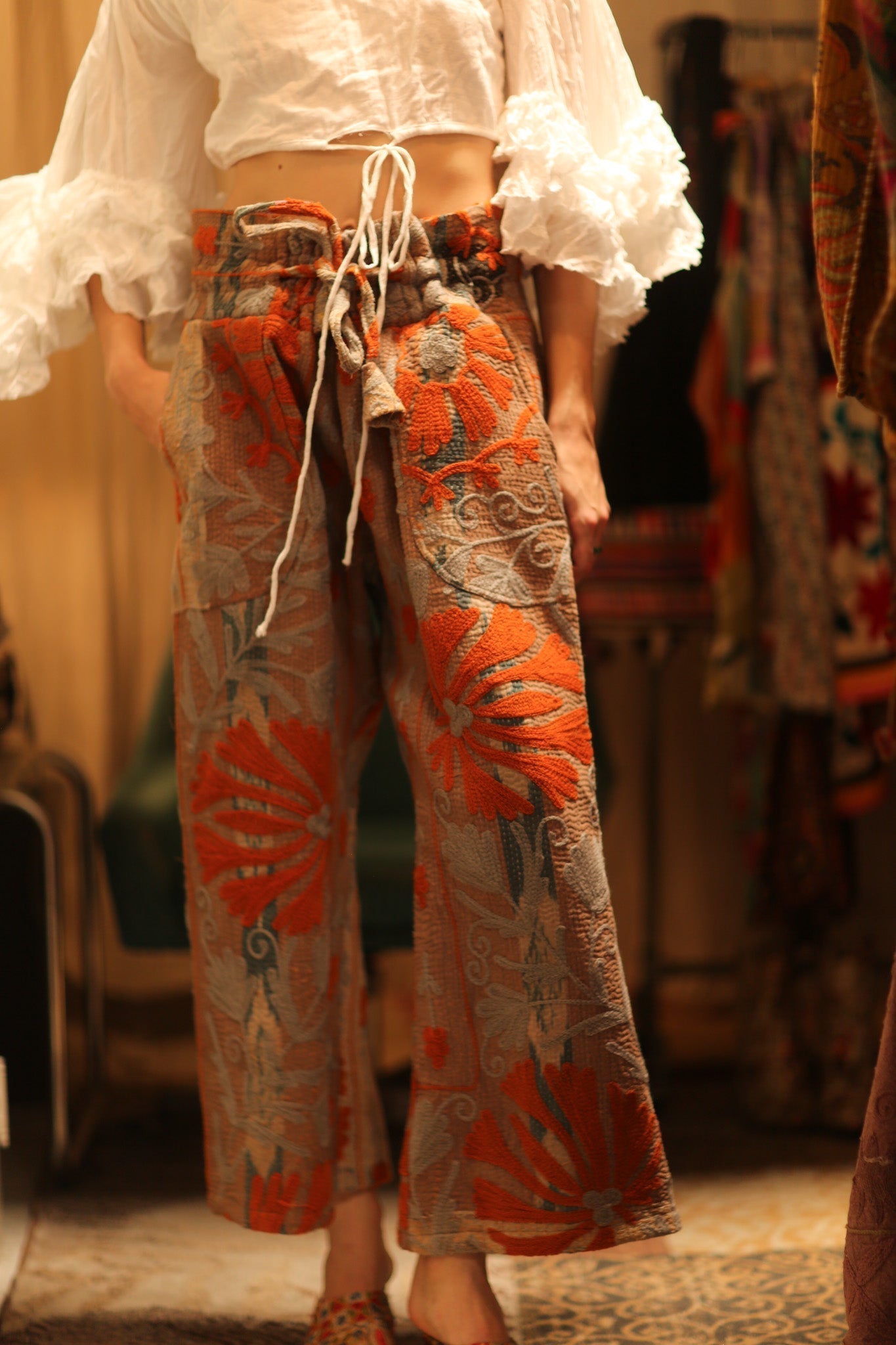 LENA KANTHA TROUSERS ORANGE FLOWERS - MOMO STUDIO BERLIN - Berlin Concept Store - sustainable & ethical fashion