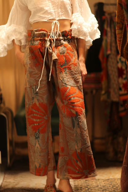 LENA KANTHA TROUSERS ORANGE FLOWERS - MOMO STUDIO BERLIN - Berlin Concept Store - sustainable & ethical fashion