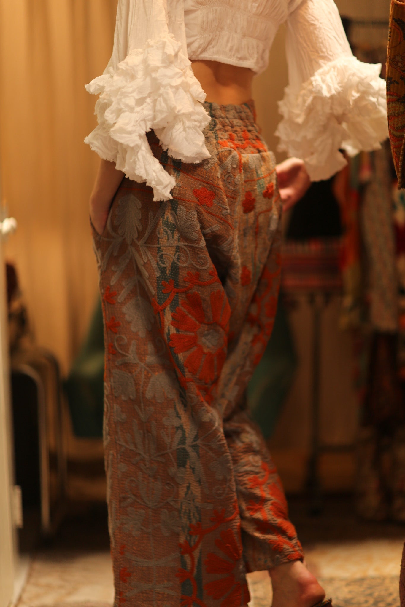 LENA KANTHA TROUSERS ORANGE FLOWERS - MOMO STUDIO BERLIN - Berlin Concept Store - sustainable & ethical fashion