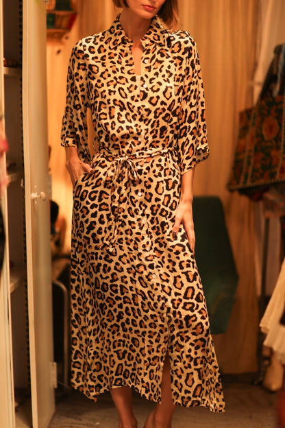 LEO PRINT BUTTON DRESS SERVGE - MOMO STUDIO BERLIN - Berlin Concept Store - sustainable & ethical fashion