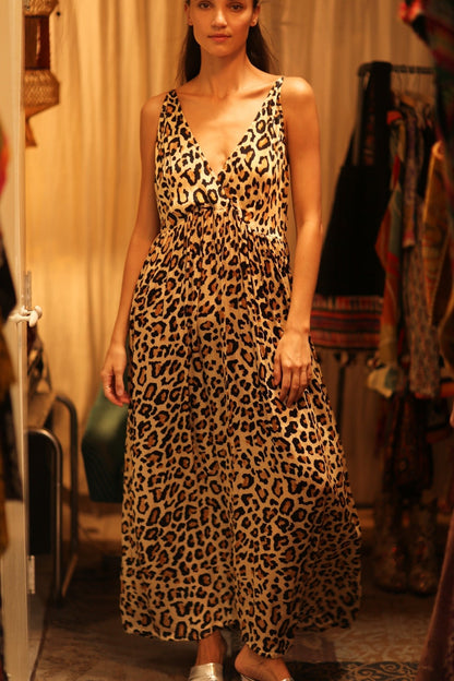 LEO PRINT SILK SHOULDER STRAP DRESS LILY - MOMO STUDIO BERLIN - Berlin Concept Store - sustainable & ethical fashion