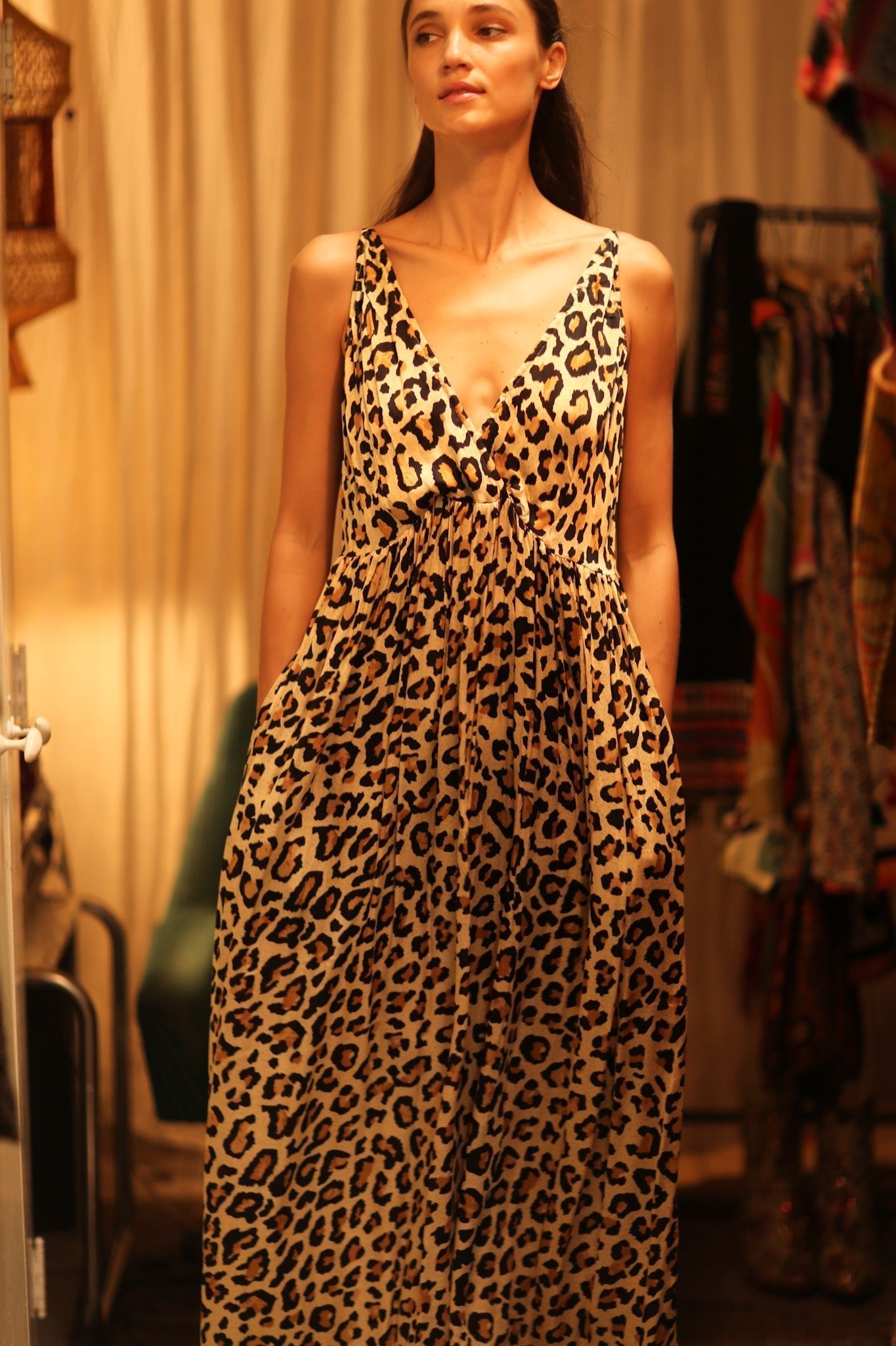 LEO PRINT SILK SHOULDER STRAP DRESS LILY - MOMO STUDIO BERLIN - Berlin Concept Store - sustainable & ethical fashion