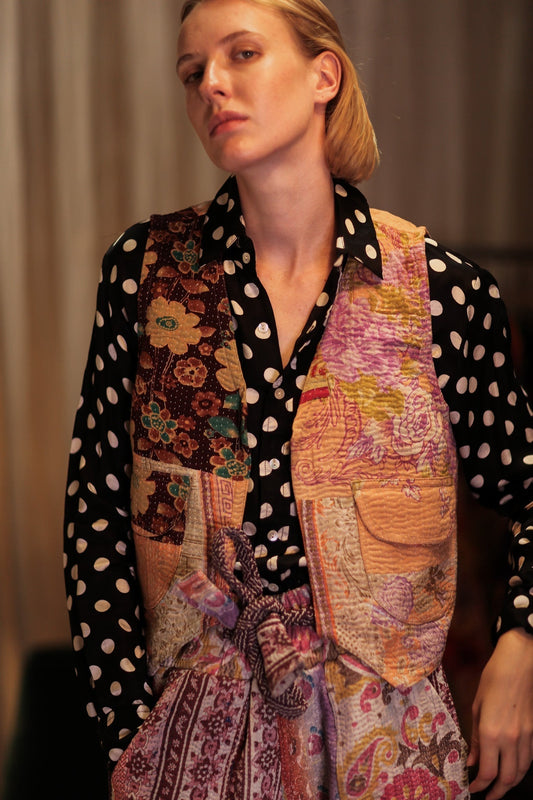 MARLENE PATCHWORK KANTHA GILET PEACH - MOMO STUDIO BERLIN - Berlin Concept Store - sustainable & ethical fashion