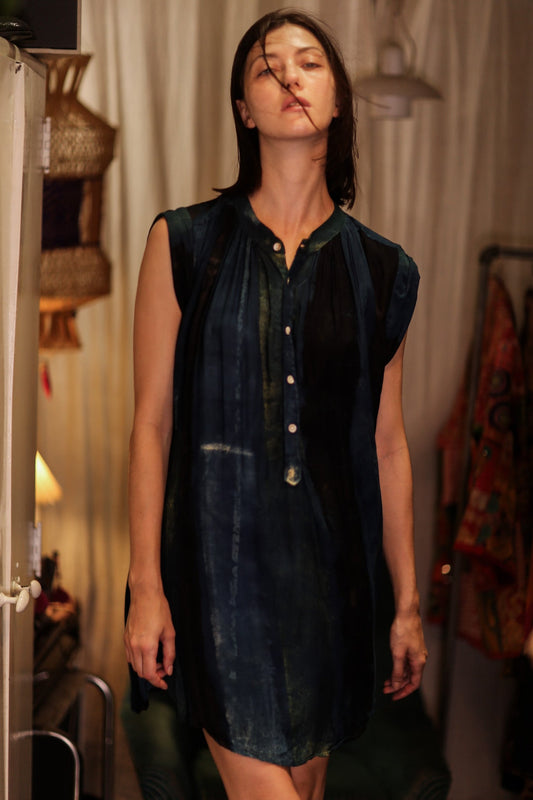 MARY SILK DRESS BLUE STRIPE - MOMO STUDIO BERLIN - Berlin Concept Store - sustainable & ethical fashion