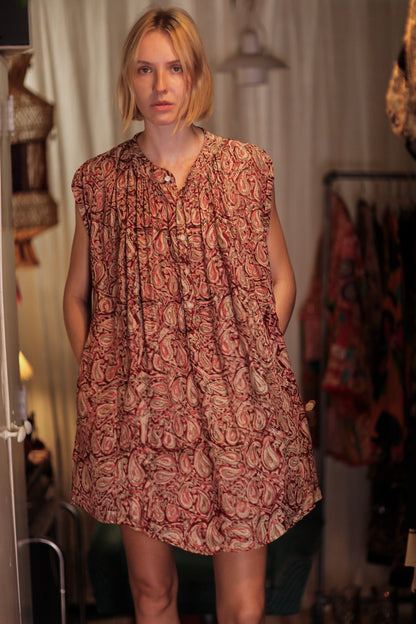 MARY SILK DRESS PAISLEY RED - MOMO STUDIO BERLIN - Berlin Concept Store - sustainable & ethical fashion