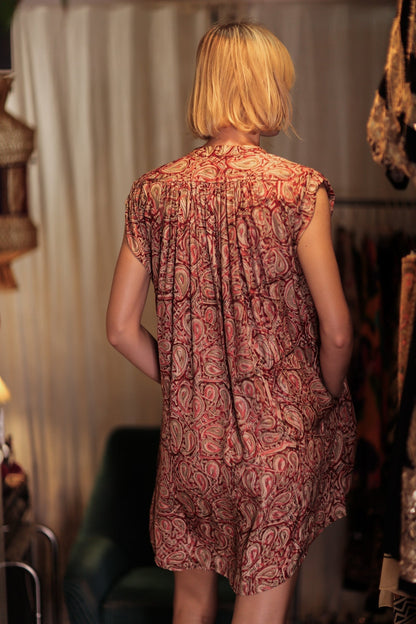 MARY SILK DRESS PAISLEY RED - MOMO STUDIO BERLIN - Berlin Concept Store - sustainable & ethical fashion