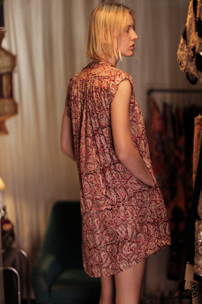 MARY SILK DRESS PAISLEY RED - MOMO STUDIO BERLIN - Berlin Concept Store - sustainable & ethical fashion