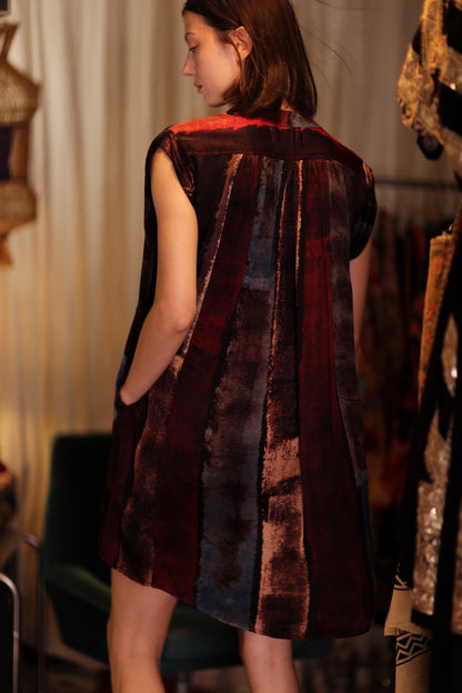 MARY SILK DRESS RED AND BLUE STRIPE - MOMO STUDIO BERLIN - Berlin Concept Store - sustainable & ethical fashion