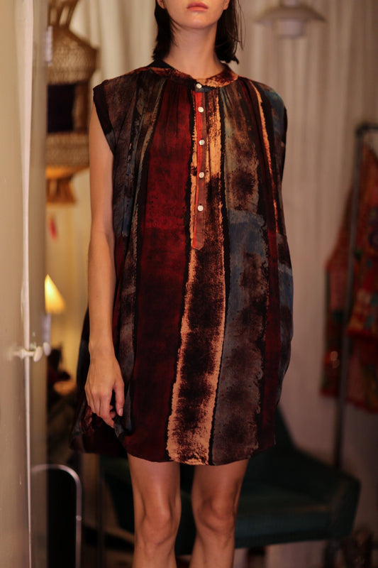 MARY SILK DRESS RED AND BLUE STRIPE - MOMO STUDIO BERLIN - Berlin Concept Store - sustainable & ethical fashion