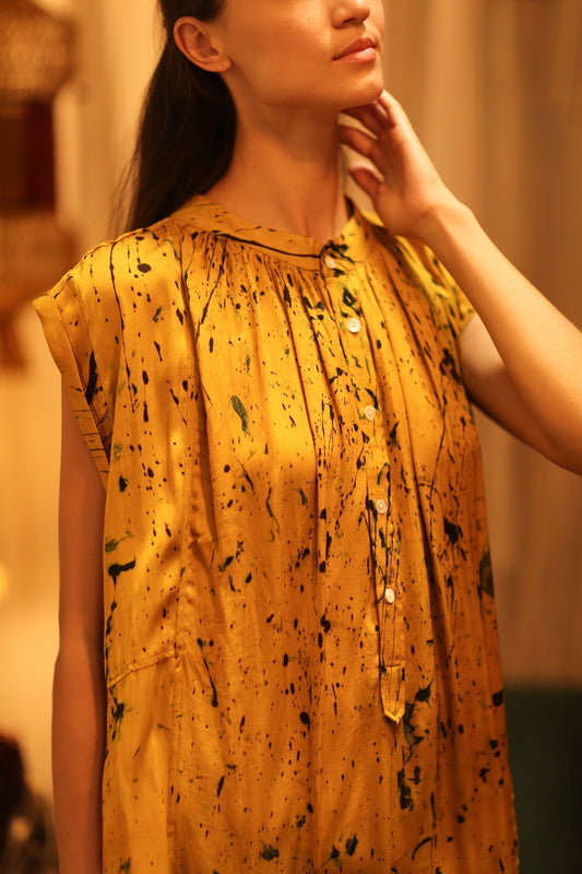 MARY SILK DRESS YELLOW POLLOCK - MOMO STUDIO BERLIN - Berlin Concept Store - sustainable & ethical fashion