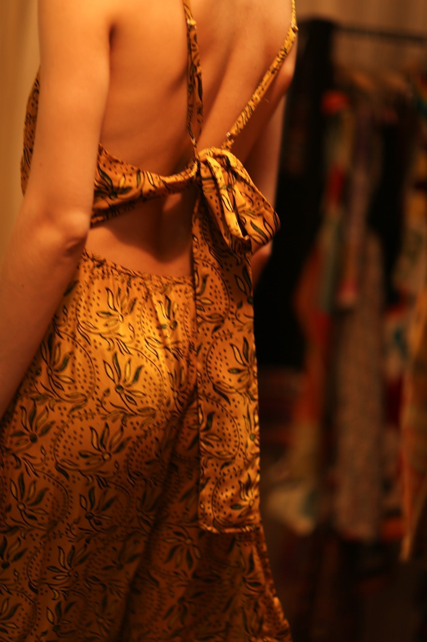 NEIS SILK PLAYSUIT YELLOW OLIVES - MOMO STUDIO BERLIN - Berlin Concept Store - sustainable & ethical fashion