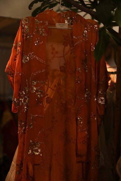 ORANGE SILK SEQUIN EMBROIDERED KIMONO ODO - MOMO STUDIO BERLIN - Berlin Concept Store - sustainable & ethical fashion