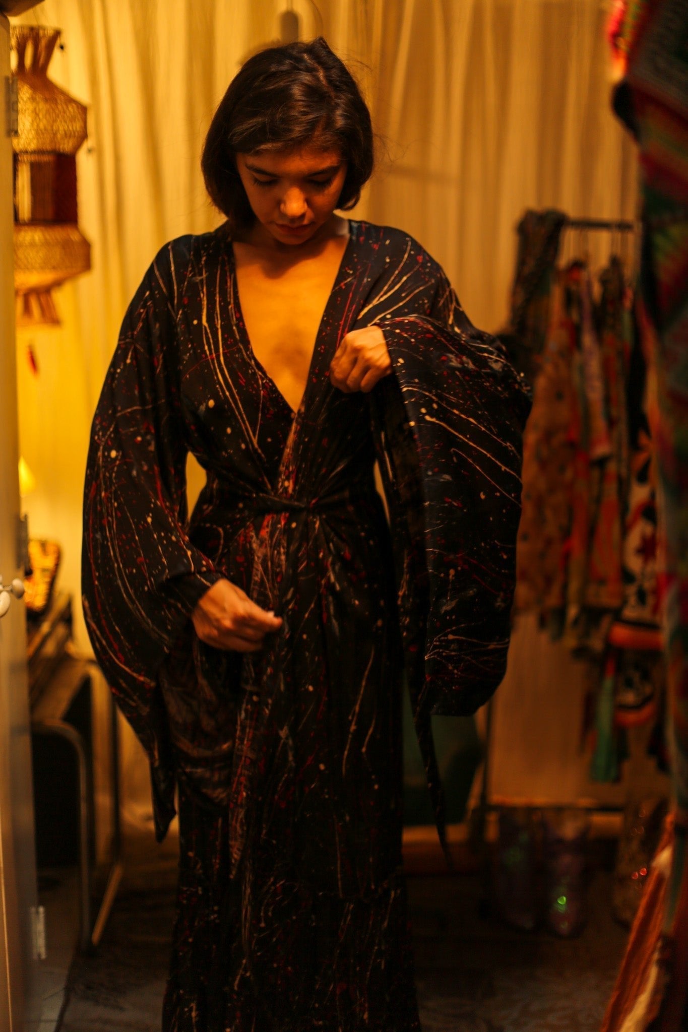 PINA SILK KIMONO BLACK POLLOCK - MOMO STUDIO BERLIN - Berlin Concept Store - sustainable & ethical fashion