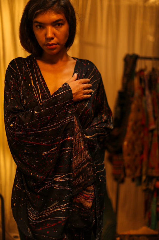PINA SILK KIMONO BLACK POLLOCK - MOMO STUDIO BERLIN - Berlin Concept Store - sustainable & ethical fashion
