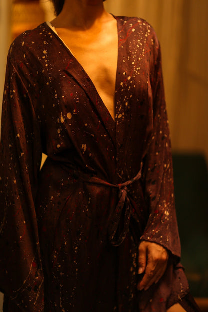 PINA SILK KIMONO BURGUNDY POLLOCK - MOMO STUDIO BERLIN - Berlin Concept Store - sustainable & ethical fashion
