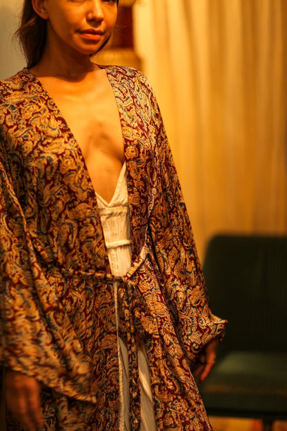 PINA SILK KIMONO CARNIVORE BURGUNDY - MOMO STUDIO BERLIN - Berlin Concept Store - sustainable & ethical fashion